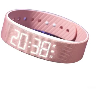HEIBTENY Smart-Armband, geräuschloser Vibrationswecker, Uhr mit Schritt- und Kalorienzähler, Stoppuhr, Schlaf-Tracking, IP65 wasserdichtes Design und USB-Aufladung (Rosa)