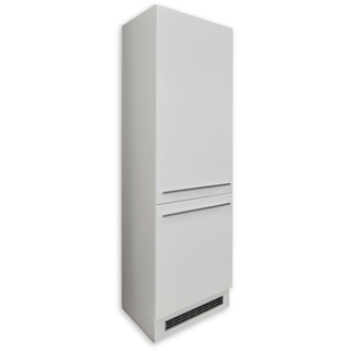 JAZZ 8 Moderner Einbauschrank für Kühlschrank in Weiß Hochglanz - Geräumiger Hochschrank Küchenschrank mit viel Stauraum - 60 x 211 x 57 cm (B/H/T)