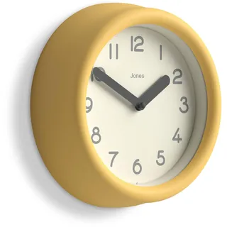 JONES CLOCKS® Fuze Wanduhr | Kleine runduhr | Gelb | Verspieltes modernes Design mit sanfter skulpturaler präsenz | Ideal für küchen, Wohnzimmer, kinderzimmer