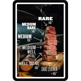 Schatzmix Blechschild Braten Anleitung für Rinder Steak Metallschild Wanddeko 20x30 tin Sign