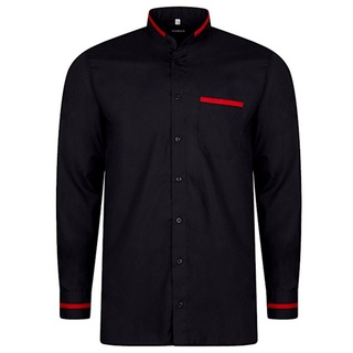 Huber Hemden Langarmhemd HU-0561 Stehkragen, Regular Fit - gerader Schnitt, Made in EU! rot|schwarz XL (43-44)