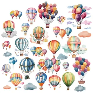 CRASPIRE Heißluftballon Fensteraufkleber, Wolken-Wandaufkleber, 8 Blatt