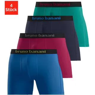 Langer Boxer BRUNO BANANI "Unterhose für Herren" Gr. M, 4 St., bunt (blau, rot, marine, grün) Herren Unterhosen Wäsche Bademode mit auffälligem Logobund