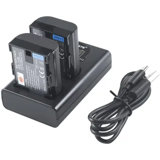 DSTE (2-Pack) LP-E6 LP-E6N LP-E6NH Ersatz Batterie + Duales USB-Ladegerät mit LCD-Display Kompatibel mit Canon EOS 5D Mark III,5DS,5DS R,60Da,70D,7D Mark II,7D Mark III,XC10,XC15 Digital Kamera