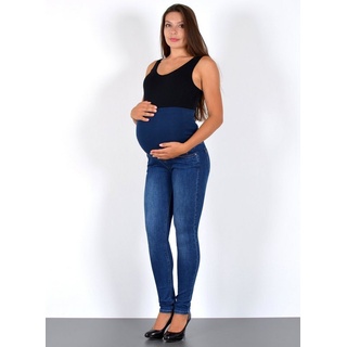 ESRA Umstandsjeans J531 Damen Skinny Fit Schwangerschaftshose mit elastischem Bund, Schwangerschaftsjeans mit hoher Leibhöhe und Stretch, bis Übergröße / Plussize Große Größe, Umstandshose für Schwangerschaft Skinny, Maternity Hose Umstandsjeans Skinny High Waist blau 40