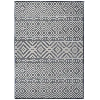 vidaXL Outdoor-Teppich Flachgewebe 120x170 cm Blau Gestreift