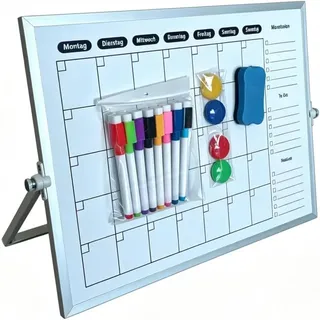 Doppelseitiges Whiteboard - Wochenplaner - 30 X 40 Cm - Magnettafel Mit 8 Stiften, 4 Magneten, Schwamm - Kleine Schreibtafel Mit Ständer Für Schule, Zuhause Usw.