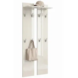 Vladon Garderobenpaneel Vladon 57 x 170 x 20 cm Creme Hochglanz
