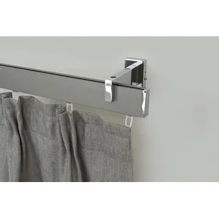 GARESA Innenlaufschiene GARESA "FLAT", silber (vernickelt, chromfarben), L:140cm, Aluminium, Gardinenstangen, Rechteckprofil, Wandmontage, perfekter Lauf, modern, verlängerbar