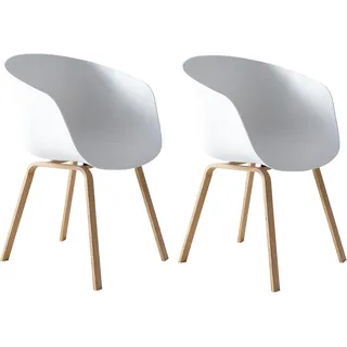 SalesFever Schalenstuhl Lund Kunststoff weiß 2er Set