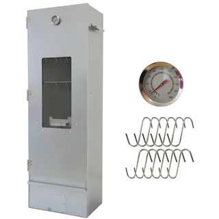 Eurocatch Räucherofen 120 cm - Mit Sichtfenster und Thermometer | Für Fisch und Fleisch, für Holz, Gas oder Elektro, inklusive Räucherhaken und Fischrost