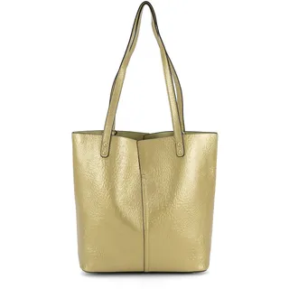 HARPA Henkeltasche "CASSIDY", Damen, Gr. B/H/T: 40cm x 19cm x 25,5cm, gold (goldfarben), Lederimitat, unifarben, Taschen, in Lackoptik inklusive Kosmetiktasche