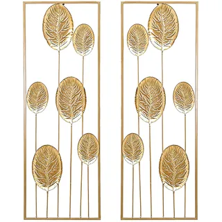 Mocoli Wanddeko Metall, 2 Stück Gold Wanddeko Wohnzimmer Handgemachte Wandskulpturen Deko für Wohnzimmer Schlafzimmer flur Hotel Esszimmer Bunte Blätter