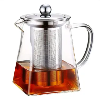 BAIYA Teekanne Glas,Glas Teebereiter Mit Edelstahl Sieb Und Deckel,Gläsernes Teeei Für Schwarzen Tee Grüner Tee Fruchttee (350ML)