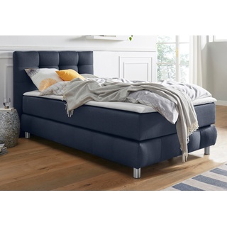 Boxspringbett ANDAS "Salo" Komplettbetten Gr. Struktur, Liegefläche B/L: 90 cm x 200 cm Betthöhe: 50 cm, Gewicht bis: 80 kg H2, Bonnell-Federkernmatratze, blau Boxspringbetten ohne Bettkasten incl. Topper, 6 Breiten, 2 Härtegrade, TFK auch in Härtegrad 4