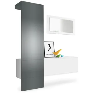 Vladon Garderoben-Set Carlton 156 x 193 x 35 cm Weiß/Graphit