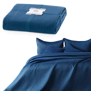 AmeliaHome Tagesdecke 220 x 240 cm Dunkelblau