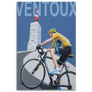 YIBIN Vintage-Poster für die Tour de France Mont Ventaux Poster Dekorative Malerei Leinwand Wandposter und Kunstbild Druck Moderne Familie Schlafzimmer Dekor Poster 60 x 90 cm