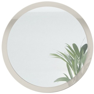 Vladon Wandspiegel Globe (dekorativer runder Spiegel, für Flur und Wohnzimmer mit MDF-Rahmen), in Sandgrau Hochglanz (80 cm Durchmesser) grau