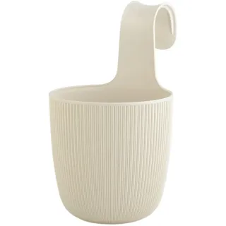 Engelland - 1 x Blumentopf, Balkontopf zum Aufhängen, Beige, Hängetopf für runde & eckige Balkongeländer, Pflanzkübel, Wasserspeicher, Drainageeinsatz, UV- & Frostbeständig, Ø 15 cm