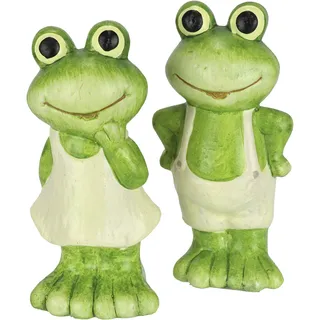 I.GE.A. Dekofigur I.GE.A. "Figur Frosch", grün (grün, weiß), B:6cm H:13cm, Terrakotta, Dekofiguren, Dekofigur Gartendeko Tierfigur Garten Deko Statue Gartenfigur