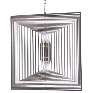 ILLUMINO Windspiel Edelstahl Windspiel Quadrat -XL Metall Windspiel für Garten und Wohnung Gartendeko Wohn und Fenster Deko