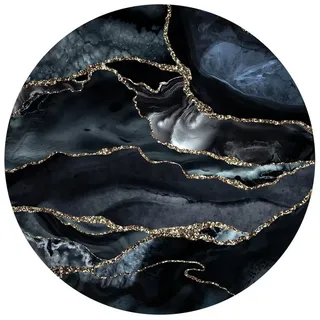 Bilderdepot24 Teppich Vinyl Wohnzimmer Schlafzimmer Flur Küche Abstrakt modern, rund - schwarz glatt, nass wischbar (Küche, Tierhaare) - Saugroboter & Bodenheizung geeignet schwarz 160 cm x 160 cm