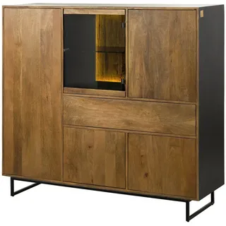 MASSIVMOEBEL24.DE Highboard 160 x 47 x 145 cm Schwarz