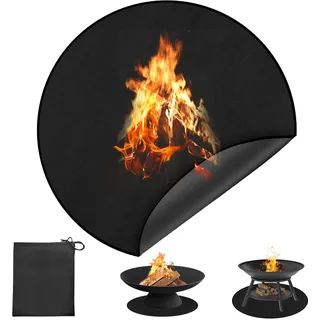 Feuerfeste Unterlage, Feuerfeste Kaminmatte Rund 97cm, 3 Schicht Brandschutzmatte Hitzeschutzmatte Feuerschale, Grillmatte Bodenschutz, Funkenschutzplatte Kaminofen, Zum Schutz des Bodens Vor Funken