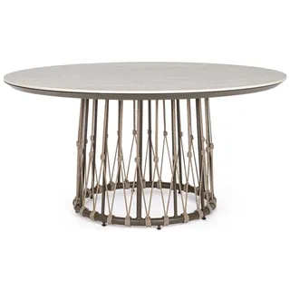 Gartenesstisch Lanai - Aluminium & Stein, Ø 150 cm, Kakaobraun
