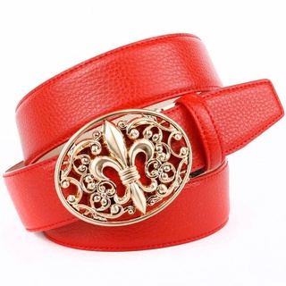 Anthoni Crown Ledergürtel mit Lilien Emblem rot 110