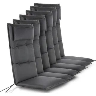 Aspero Hochlehnerauflage 6 Premium Hochlehner Stuhlauflagen, (Set), Wasserdicht grau