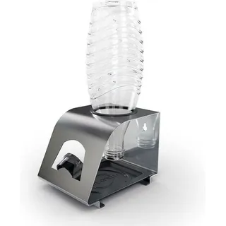 Famanu Flaschenhalter Abtropfgestell - Edelstahl - für SodaStream Duo Crystal Flaschen - Deckelhalter - Easy Fuse Power (1er + Bürste)