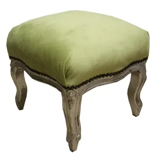 Casa Padrino Barock Fußhocker Jägergrün / Silber - Antik Stil Möbel - Hocker