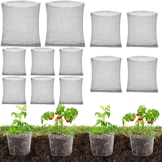 12 Stück Pflanzkorb Wühlmausschutz, Wühlmauskorb, Pflanzenwurzelschutz | 1/3/5 Gallonen Metallnetzbeutel aus Edelstahl für Schutz der Wurzeln von Bäumen, Blumen, Gemüse (12PCS)
