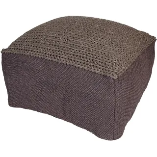 Eckiger Strick Pouf Puff 60cm extra Hochwertig inklusive Füllung | Sitzkissen Sitzpouf Sitzpuff Bailee Braun | Hocker Sitzhocker Fusshocker Strickhocker | Bodenkissen aus Baumwolle Grob gestrickt