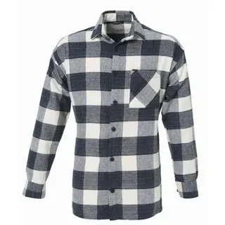 Flanellhemd H-266 Flanellhemd Kariert Hemd Holzfällerhemd Herren Holzfäller Baumwolle Brusttasche Blau 2XL