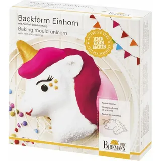 Birkmann Backblech Motivbackform Einhorn, Stahl grau
