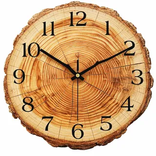 Sinsoledad Wanduhr Ohne Tickgeräusche Modern Holz, Leise Wanduhren, Große Zahlen für Wohnzimmer, Küche & Schlafzimmer