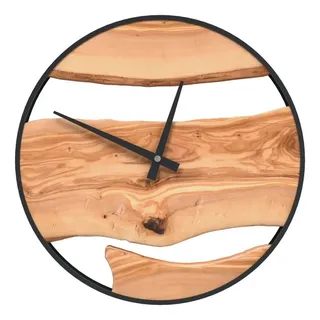 furnicato Uhr Rustikale Wanduhr 35 x 4,5 cm Braun mit Eisen und Massivholz braun