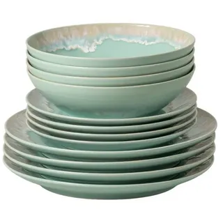 Costa Nova Geschirr-Set Taormina, Suppenschale, Casafina (by Costa Nova) - Aqua (12-tlg), 4 Personen, Keramik, Hohe Brenntemperaturen, porenfrei hygienisch, wärmeschockbeständig blau