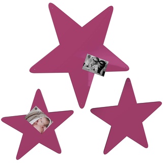 Colours-Manufaktur Magnetwand Hochglanz pulverbeschichtet *Made IN Germany* viele Verschiedene Motive, Größen und Farben (Sterne 3er-Set (38 cm + 48 cm + 58 cm), RAL 4010 telemagenta [wie pink rosa])
