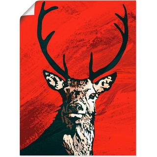 Artland Wandbild Hirsch, Wildtiere (1 St), als Leinwandbild, Poster in verschied. Größen rot 60 cm x 80 cm