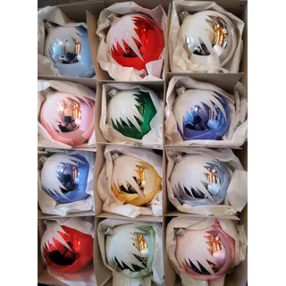 Jingle Bells Lauscha Weihnachtskugel Kugel bunt 8cm 12er Set Handgefertigt in Lauscha