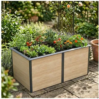 ESTEXO Hochbeet Design Gemüsebeet Pflanzbeet 200x100x77cm mit Schneckenkante Holz-O