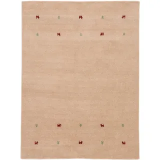 Wollteppich CARPETFINE "Gabbeh Uni" Teppiche Gr. B/L: 300 cm x 400 cm, 15 mm, 1 St., beige Orientalische Muster reine Wolle, handgewebt, Gabbeh Loom Tiermotiv, auch als Läufer