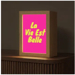 OnlyWow Tischleuchte Lightbox Zitat - Retro - Rosa, Dimmbar, Farbwechsel, LED, Warmweiß, Kaltweiß, Neutralweiß Einstellbar, Tischlampe, Schreibtischlampe, Desk, Dimmbar, mit Kabel, LED 15 cm x 8 cm x 20 cm