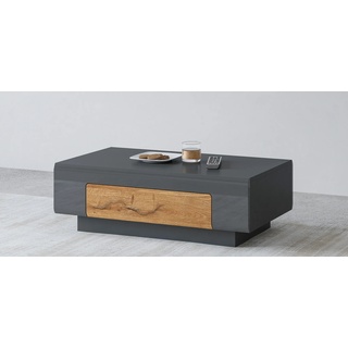Couchtisch HELVETIA "Toledo" Tische Gr. B/H/T: 110 cm x 38,5 cm x 60 cm, grau (anthrazit hg, alteichefarben, anthrazit) Couchtisch Eckige Couchtische eckig Tisch Front in Hochglanz
