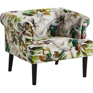 Atlantic Home Collection Sessel Charlie Samt 86 x 70 x 74 cm Weiß/Bunt mit Wellenunterfederung
