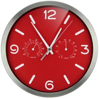 OPTUS Wanduhr MyTime ND DCF Thermo-/ Hygro- Wanduhr 25cm - rot rot